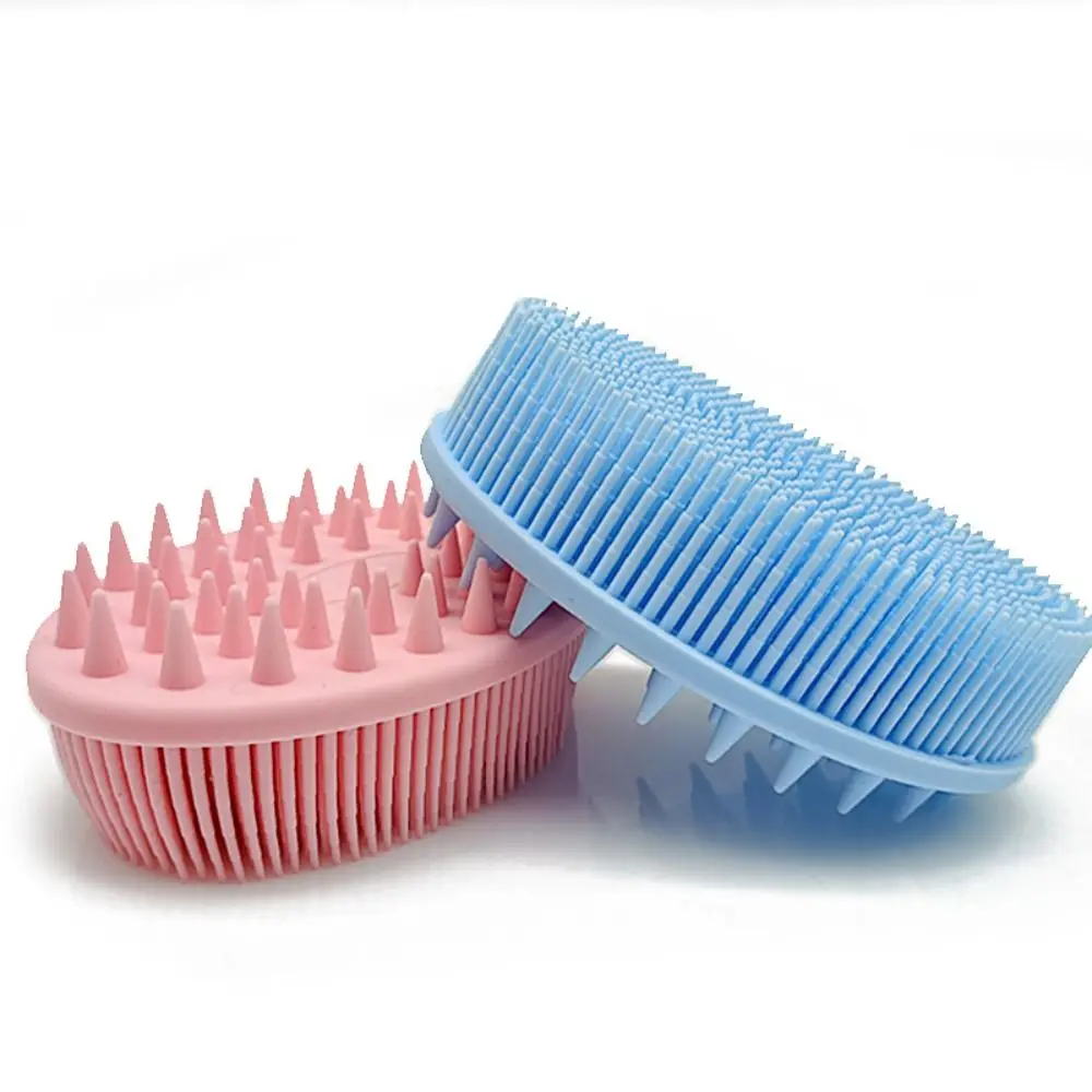 Portable Soft Shower Brush Double-sided Wet and Dry Shampoo Brush Baby Touch Training Exfoliating Silicone Bath Brush Men