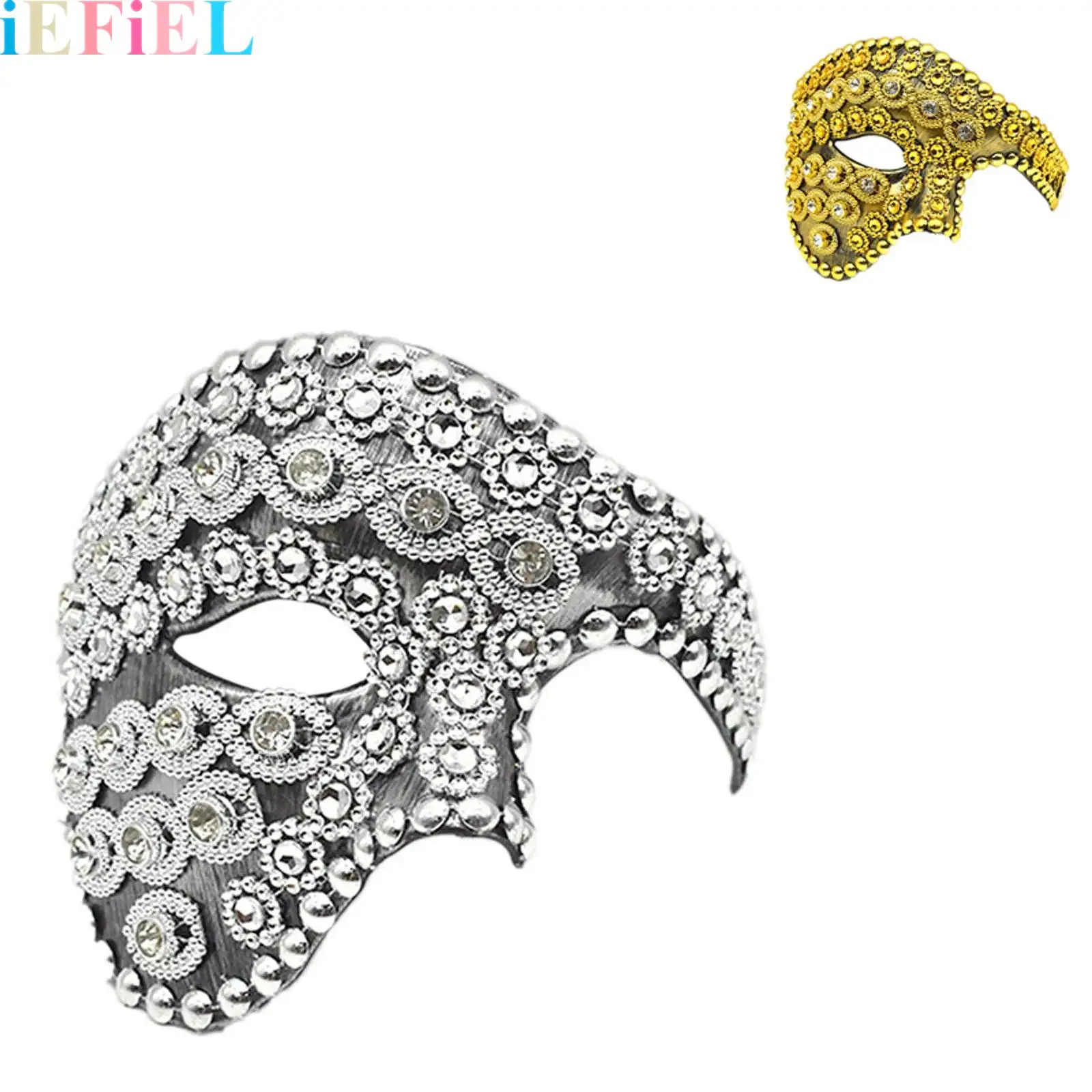

Vintage One-eyed Half-face Rhinestones Mask Or Men Venetian Mask Opera Mask for Party Mardi Gras Ball