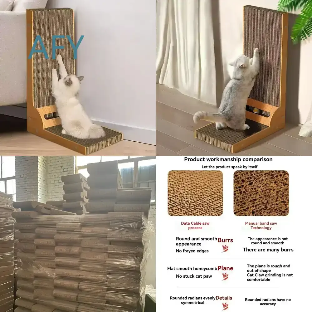 L-shaped Corrugated Cardboard Cat Scratcher for Cats Toddlers Small Pets Eco Friendly Durable Pet Toy Scratch Board Cat