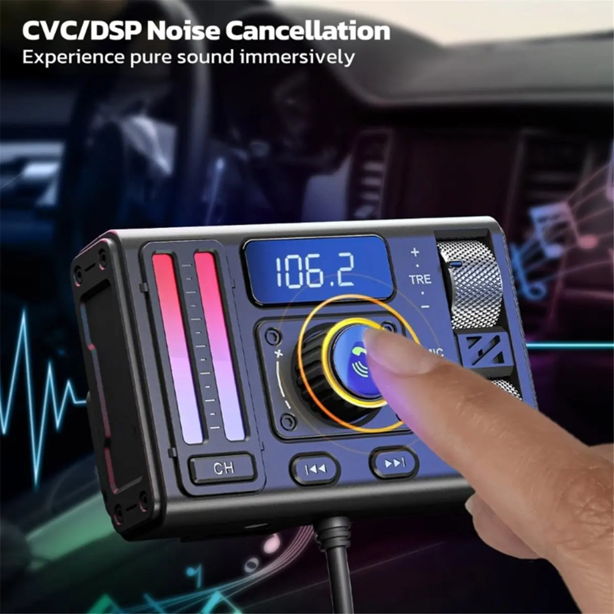 Fits for Bluetooth-Compatible FM Transmitter for Car PD20W QC3.0 USB Charging Car Adapter MP3 Music Player