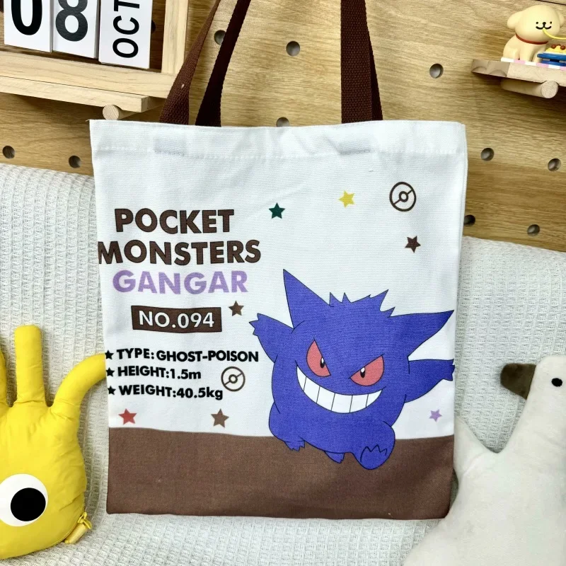 Tas Bahu Kanvas Anime Pokemon Pikachu Tas Tangan Kasual Wanita Psyduck Squirtle Tas Belanja Wanita Kapasitas Besar Dapat Digunakan Kembali