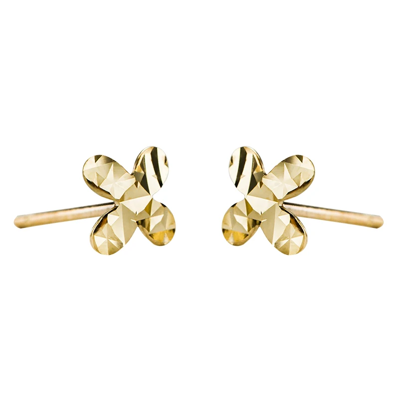 

14K Solid Gold Laser Cross Ear-Stud Au585 Earrings Temperament Ear-Piercing Anti-Allergy Ear Accessories.