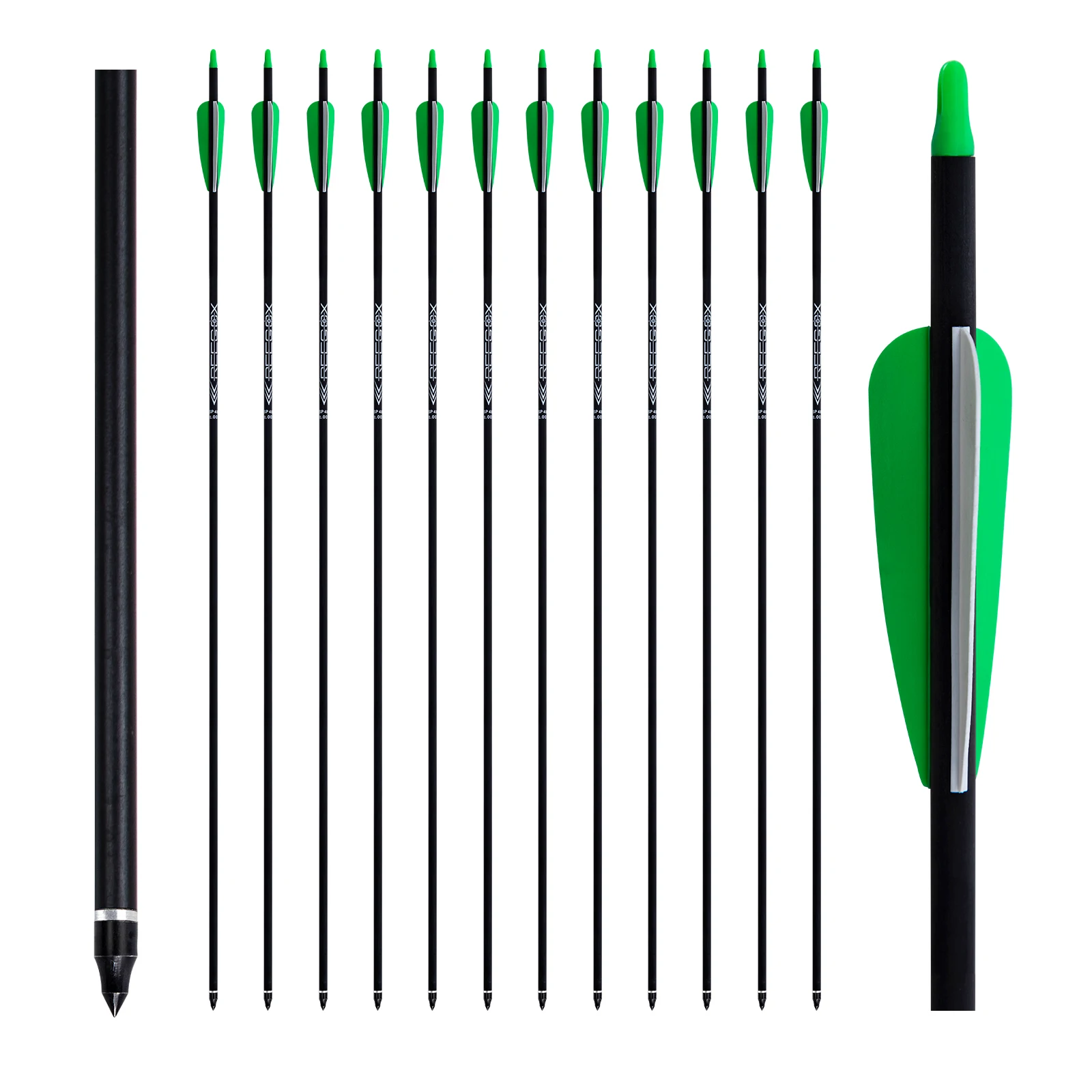 

12pcs 31Inch Pure Carbon Arrows Archery ID6.2mm Archery Bolts Spine 250 300 400 500 600 for Bow Hunting Shooting