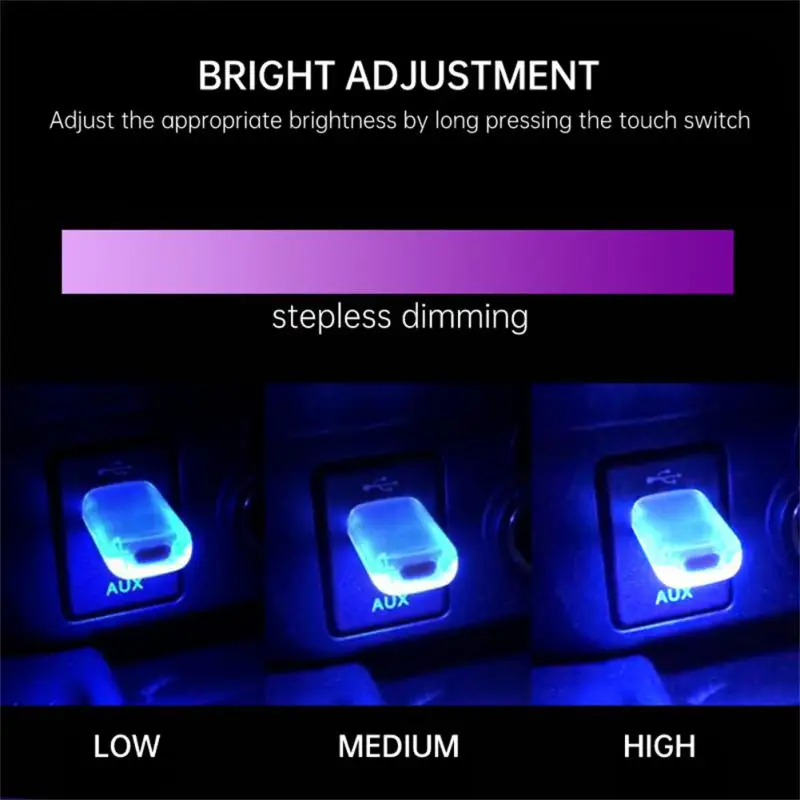 Car Mini USB LED Light Touch Switch RGB Colorful Auto Interior Atmosphere Light Decoration PC Mobile Power Charging Small Lamps