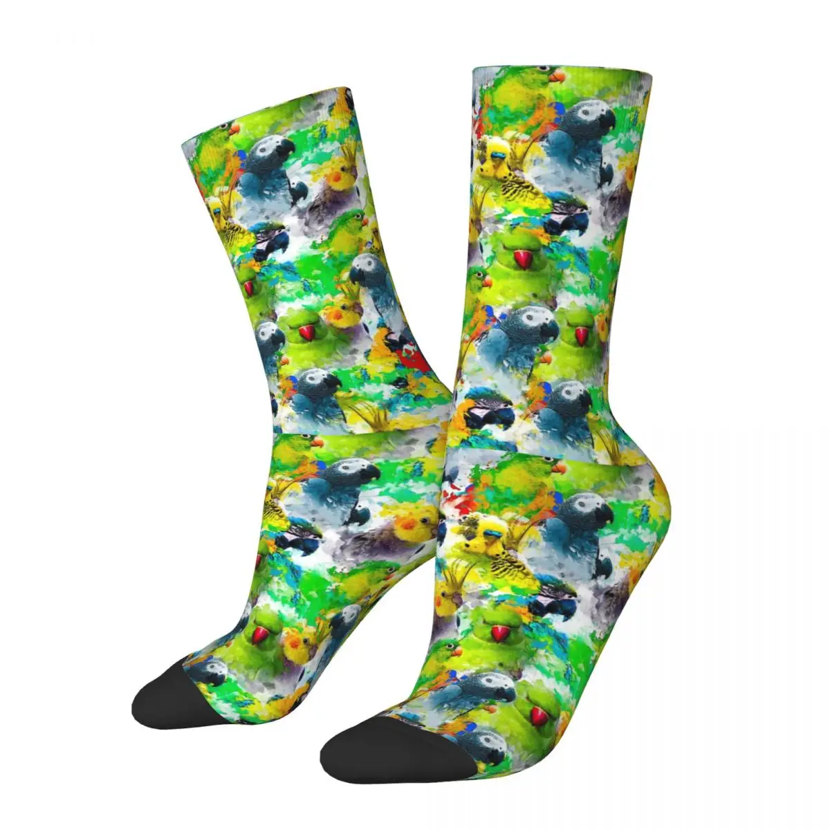 Exotic Colorful Parrots Pattern Cockatiel Unisex Winter Socks Hiking Happy Socks street style Crazy Sock