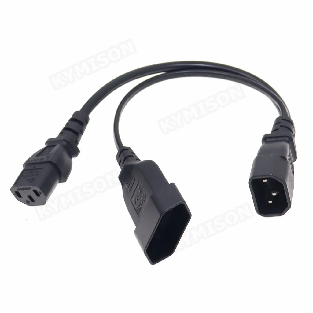 Y Splliter Power Cord IEC320 C14 Plug 3-Prong Male Power Cable Cord AC Power Adapter to C13+ CEE7/16 2Pin Female Socket