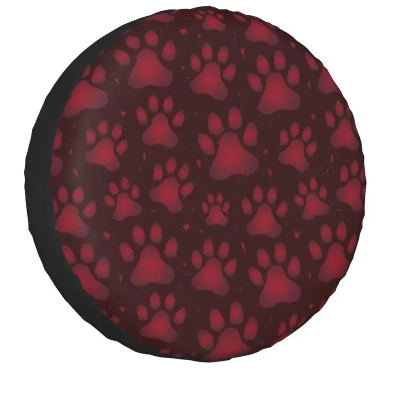 

Чехол для запасного колеса с принтом собачьих лап для Prado Pajero Jeep Red Animal Doggy Paws 4WD 4x4 SUV, защита колеса автомобиля 14 дюймов, 15 дюймов, 16 дюймов, 17 дюймов