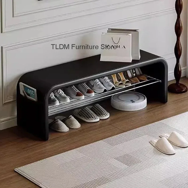 Mueble de entrada de metal con espacio de almacenamiento, estante para guardar zapatos, banco de diseño, estante para zapatos, mueble moderno para sala de estar, muebles de entrada.