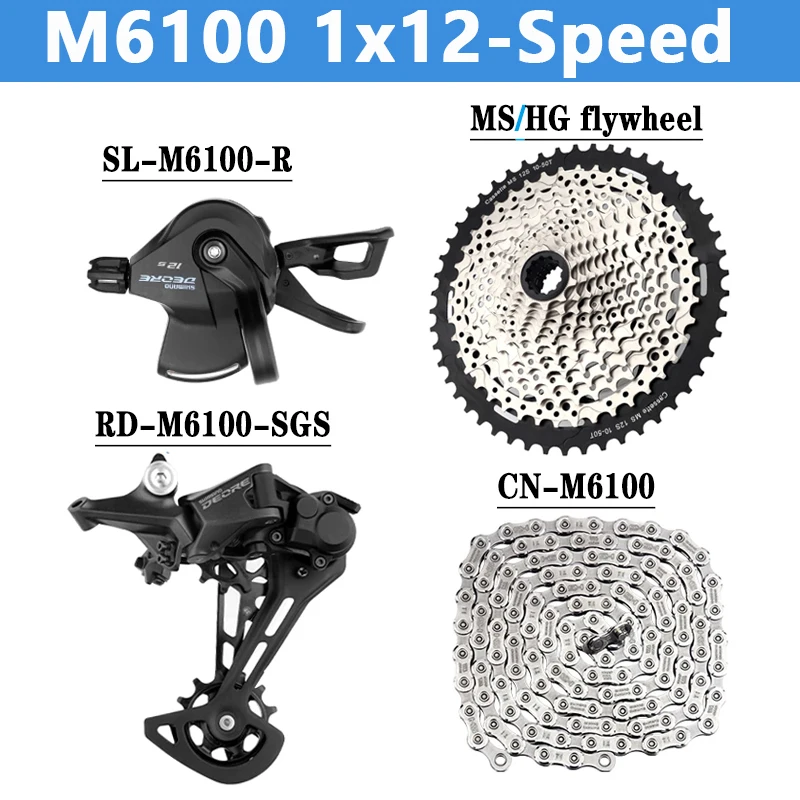 1x12 Speed DEORE M6100 MTB Bike derailleur shift Micro Spline K7 Flywheel 12V 10-50T/52T M6100 Chain For MS / HG Cassette Parts