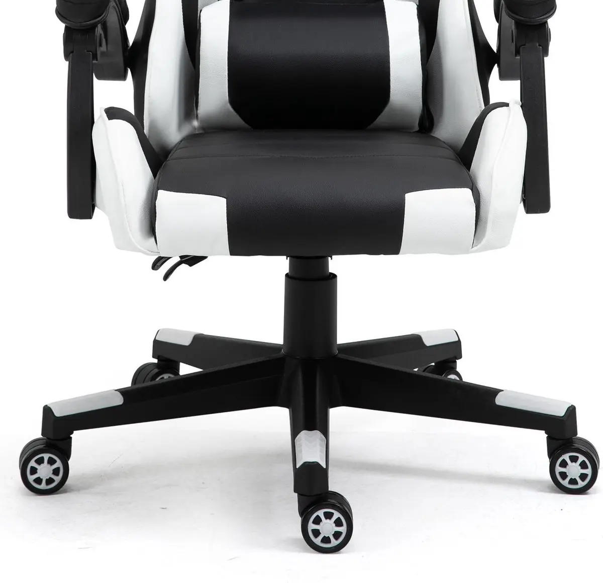 

Ergonomic White Gaming Office Chair with Neck & Back Cushions Adjustable Faux Leather for Home Use Made From PU