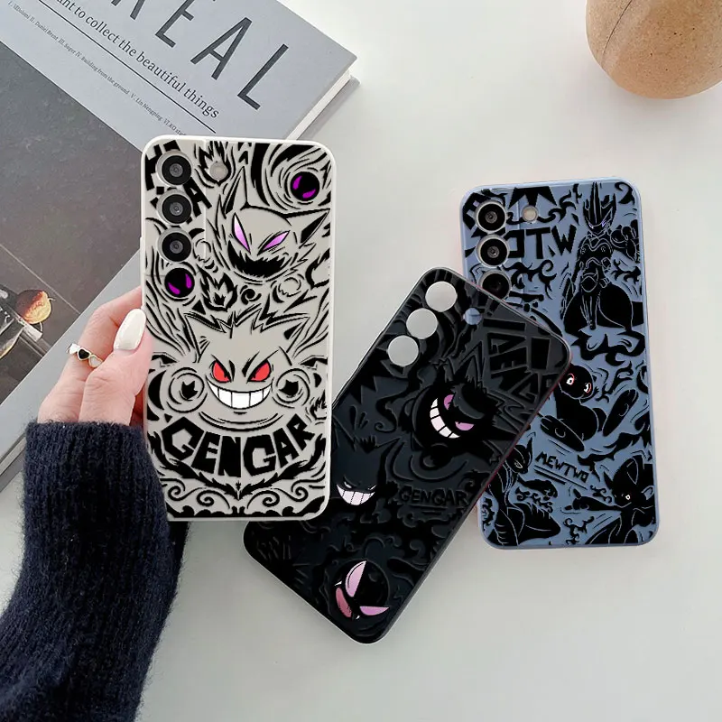 Gengar Pokemon Phone Case For Samsung Galaxy S24 Ultra S23 S22 Plus S21 S20 FE S10 S24Ultra s23 Ultra Case Silicone Cover Mewtwo