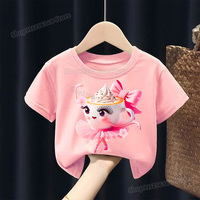 Italian Brainrot Cute Meme T-shirt for Girls Clothes Ballerina Cappuccino Print Tee Tops Pink Summer Cotton Outfits Streetwear