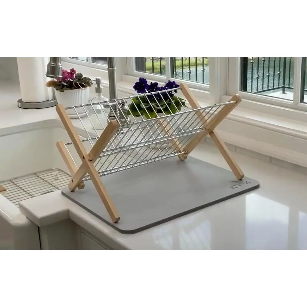 

Super Absorbent Dish Drying Mats or Kitchen Counter, Durable & Quick Drying Mat (Gray)