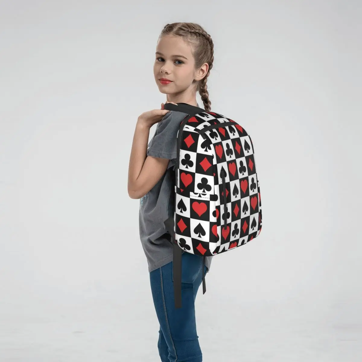 Playing Cards Symbols Pattern Backpack Daypack Boys Girls BookBag School Bag Shoulder Bags for Men Women
