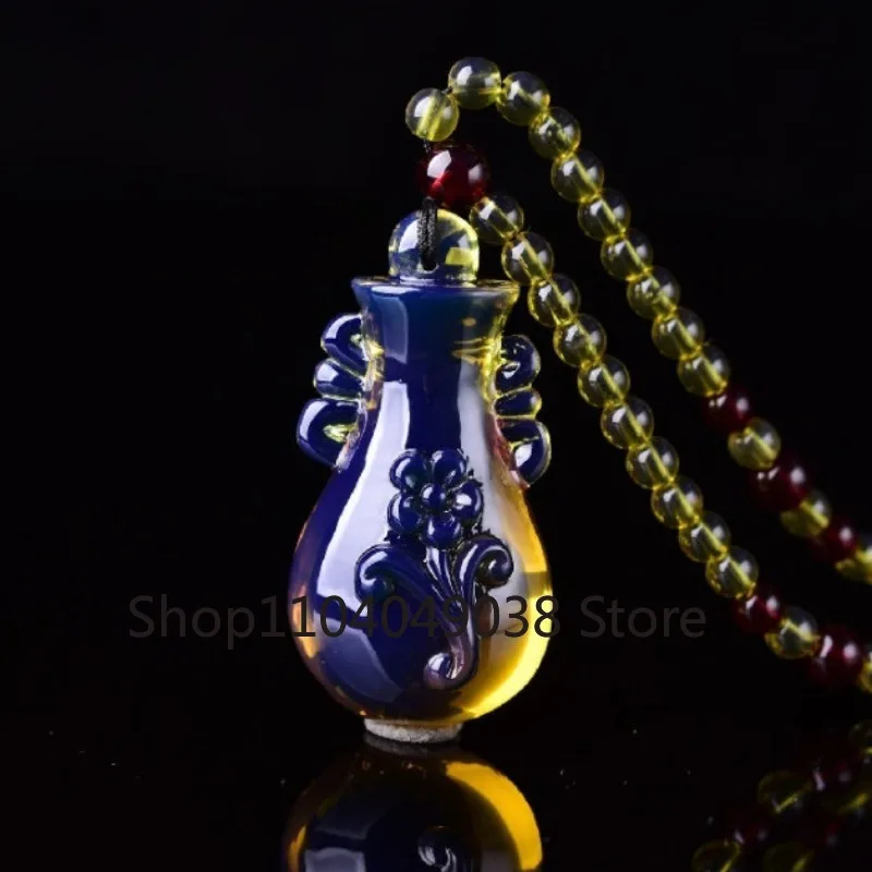 Mexican Blue Pepper Vase Pendant Amber Honey Wax Men's and Women's Flat Safety Pendant Sweater Chain