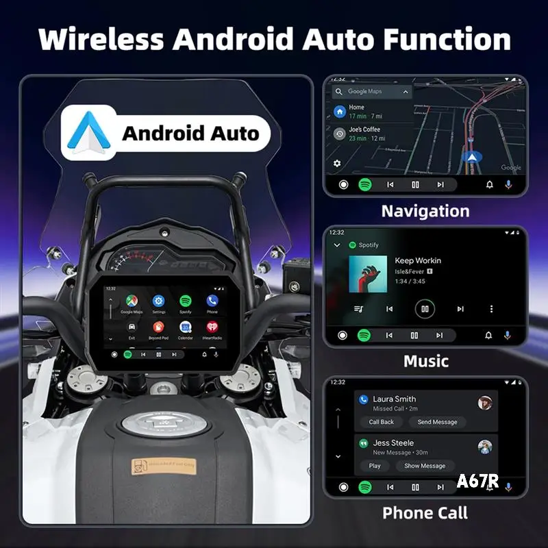 

Wireless MTC-02A 5 Inch Carplay Moto Portable Digital Motorcycle Dashboard Navigation Display Screen For Android