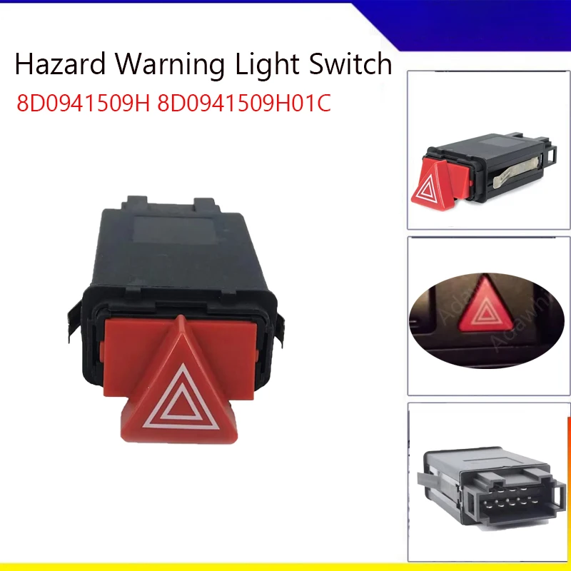 Hazard Warning Light Switch 8D0941509H 8D0941509H01C for Audi A4 B5 S4 B5 1994‑2001 Emergency Flasher Relay Button