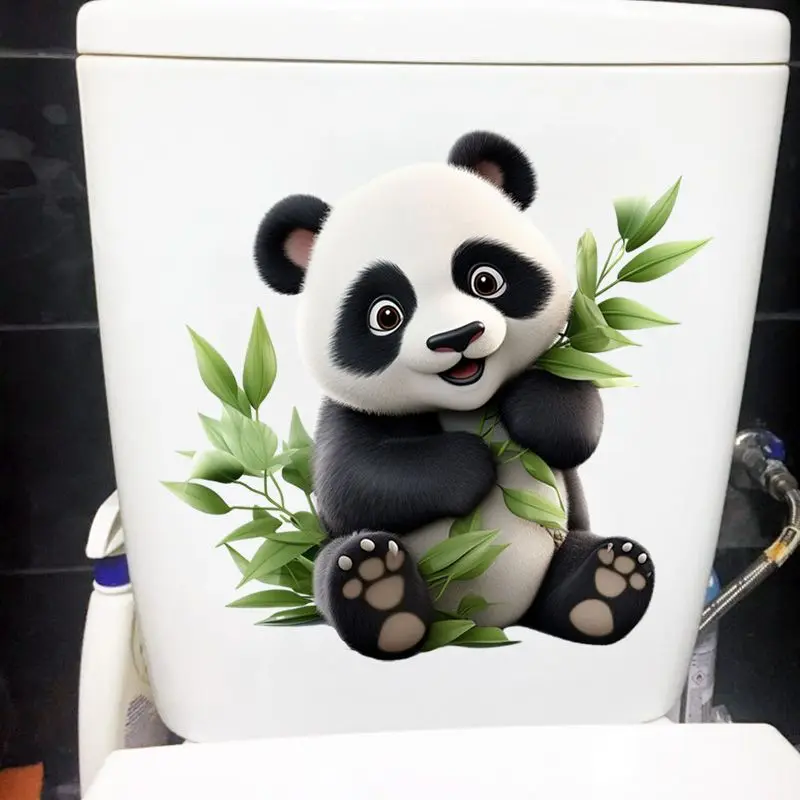 MT09 #   لطيف الباندا مقعد المرحاض ملصقات ذاتية اللصق الحيوان ملصقات المرحاض الحمام الديكور ملصق مائي مقاوم للماء #5