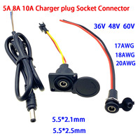 36v /48v charging head lithium battery charger round electric bicycle output line male and female base dc2.1/2.5 charger plug