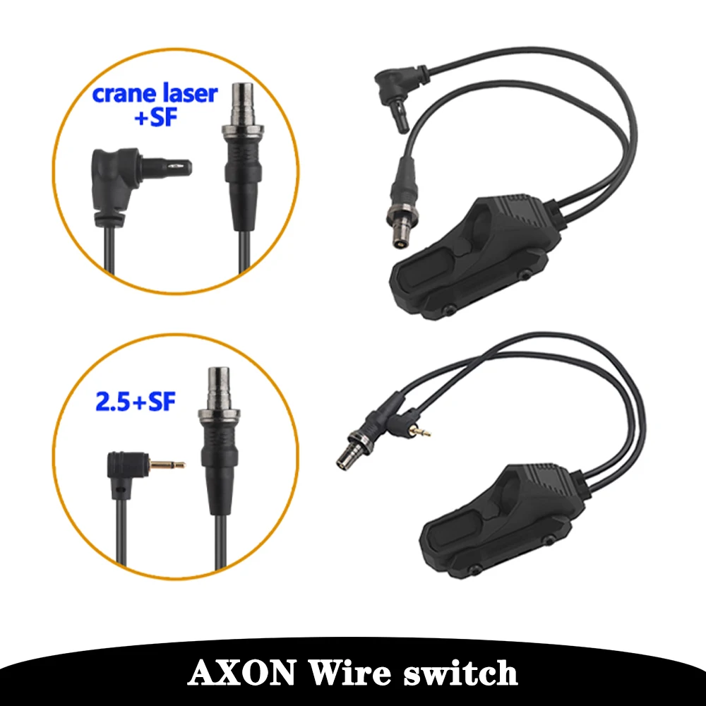

AXON Remote In-Line Dual Function Pressure Switch Flashlight PEQ NGAL Laser Pushbutton SF/2.5/Crane Plug/Fit Picatinny Rail