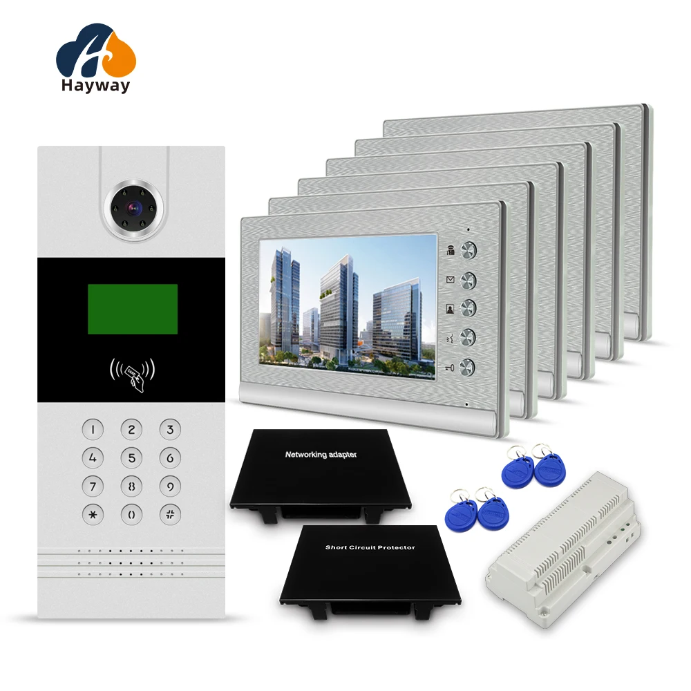 

HD building visual intercom system 4 \ 6 \ 8 \ 12 \ 24 multi unit apartment intercom ID card access control, unlock