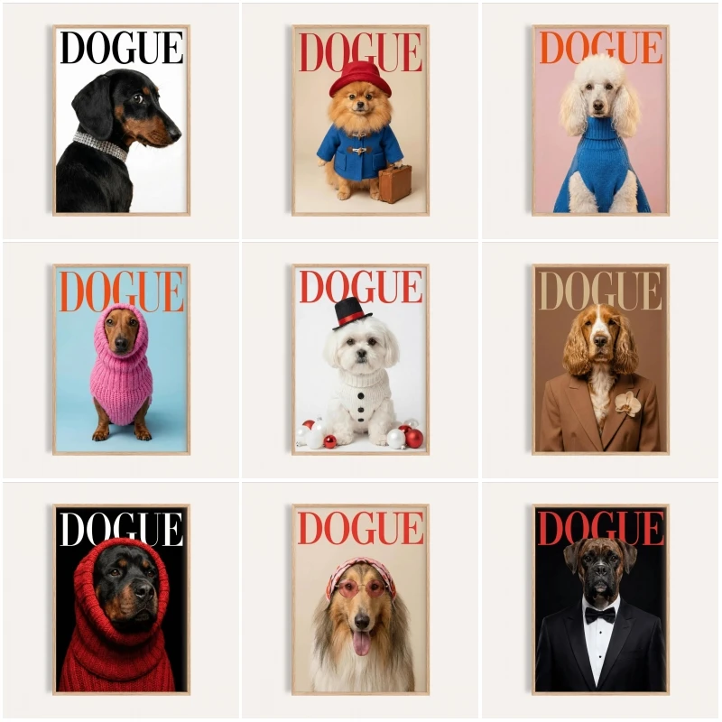 Stylish Dog Poster Colorful Pop Art Prints Canvas Painting Trendy Wall Art Picture for Living Room Cuadros Home Decoration