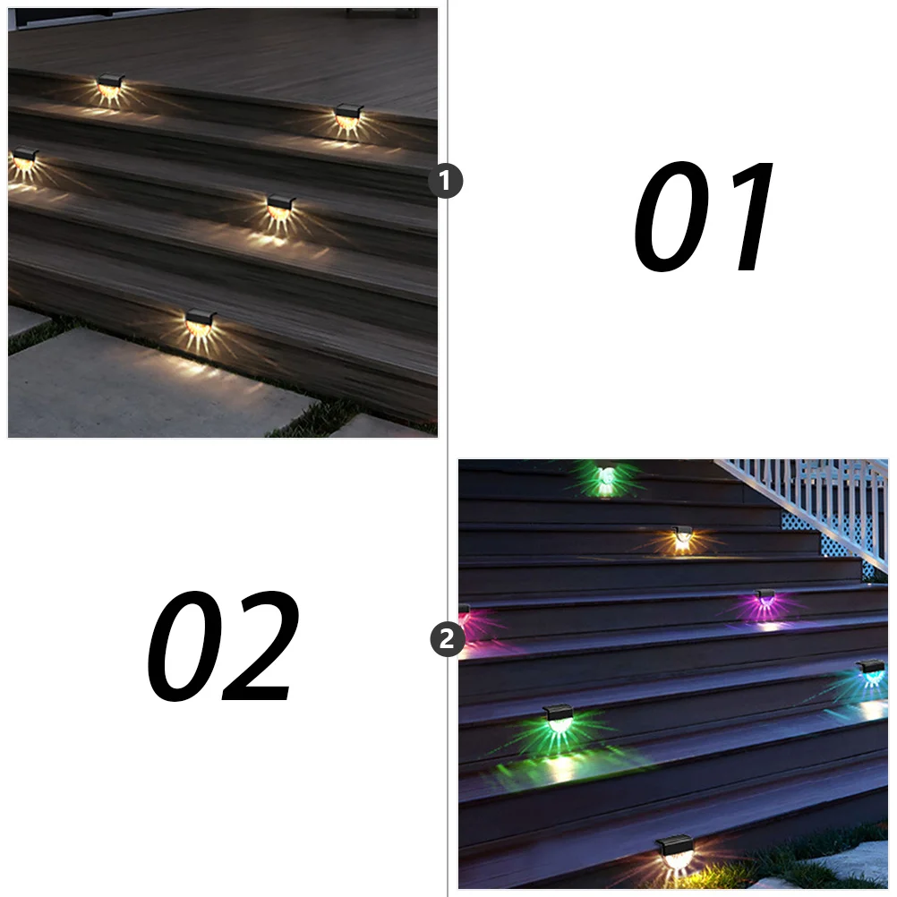 

2pcs Led Stair Lights Outdoor Waterproof Step Lamp For Garden Decoration Solar Fence Light Outdoor Solar Lamps