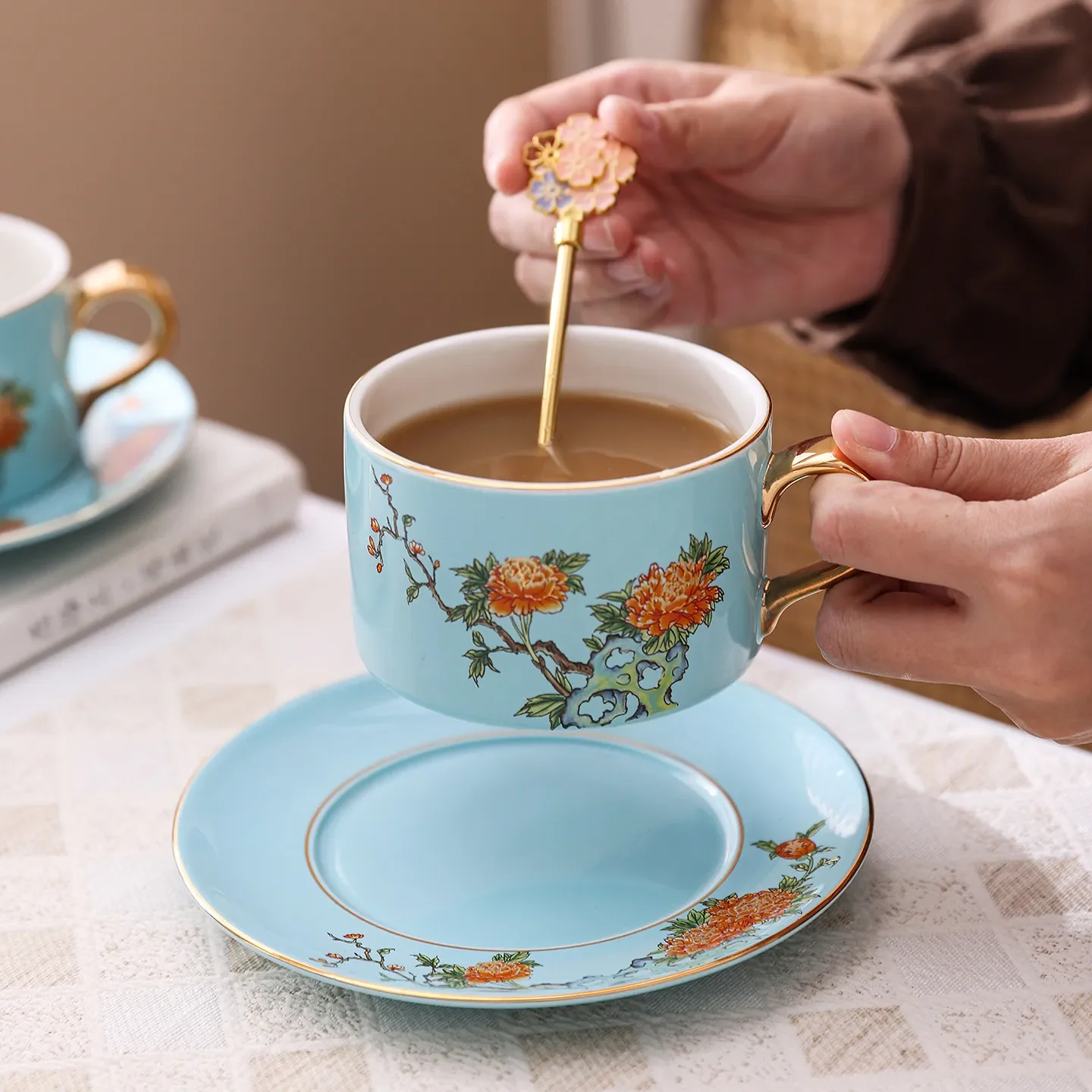 Suet jade ceramic coffee cup set tracing Phnom Penh afternoon teacup high value gift