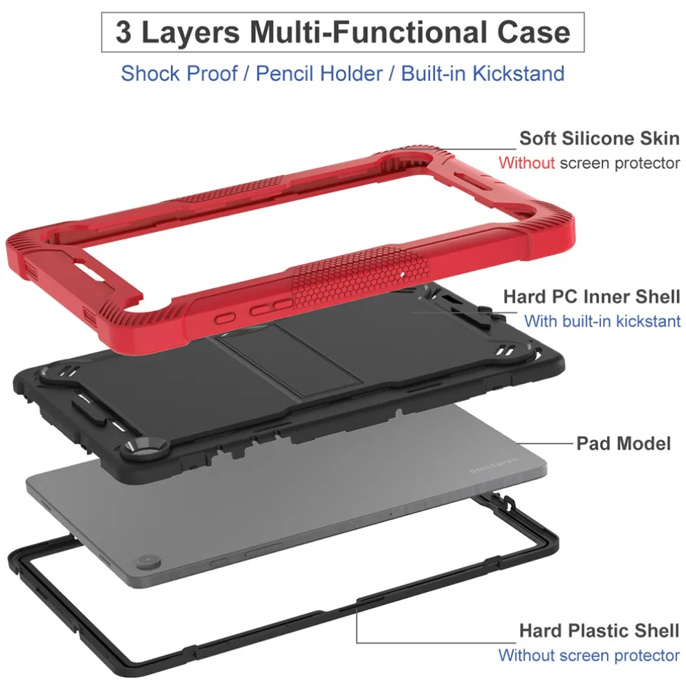 Case for Galaxy Tab A9 Plus 11-Inch 2023 SM-X210/X216/X218 T-shape Stand Cover Shockproof Protective Case Cover