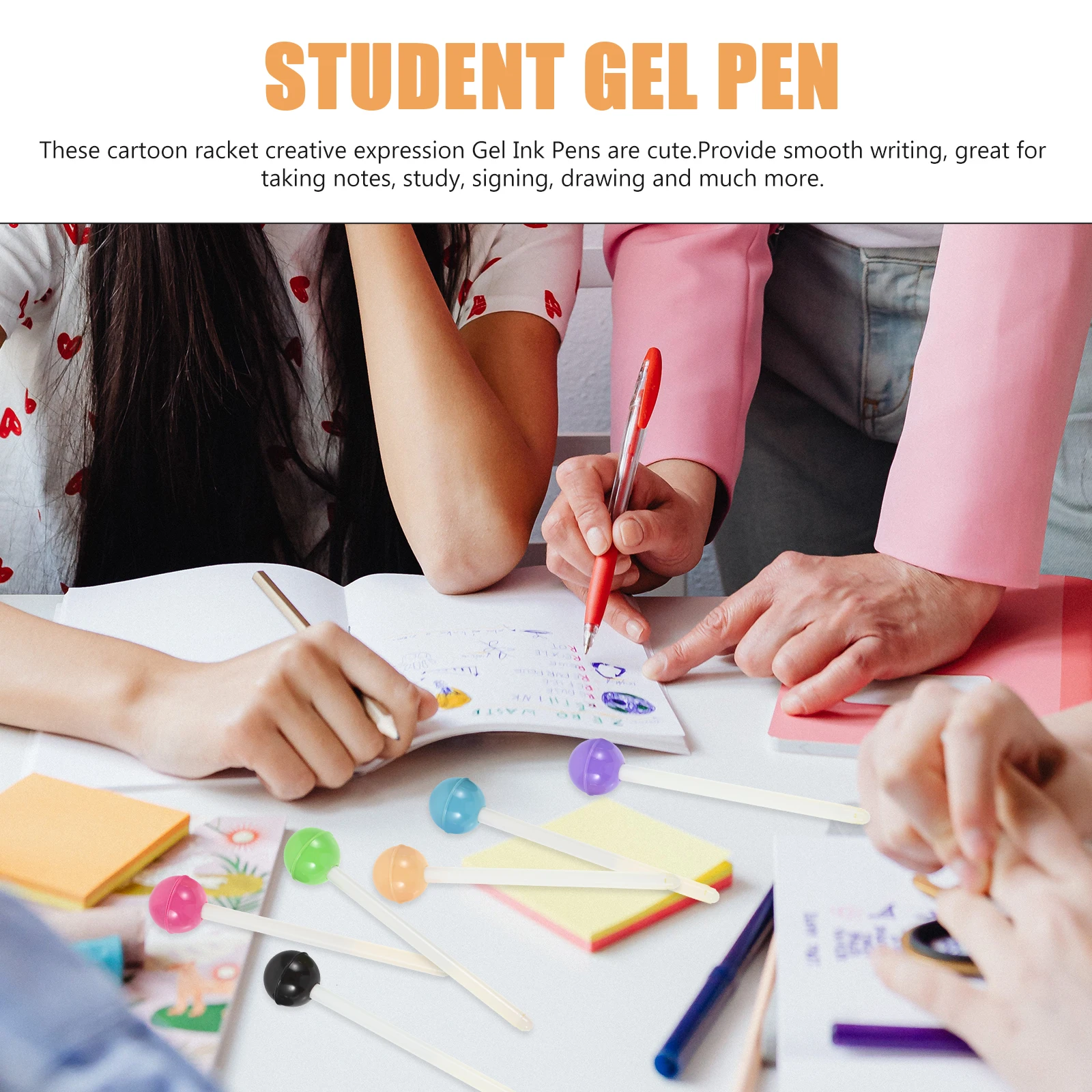 

6 Pcs Lollipop Pen Novelty Pens for Kids Gel Ink Stationery Cartoon Cute Kawaii Girls
