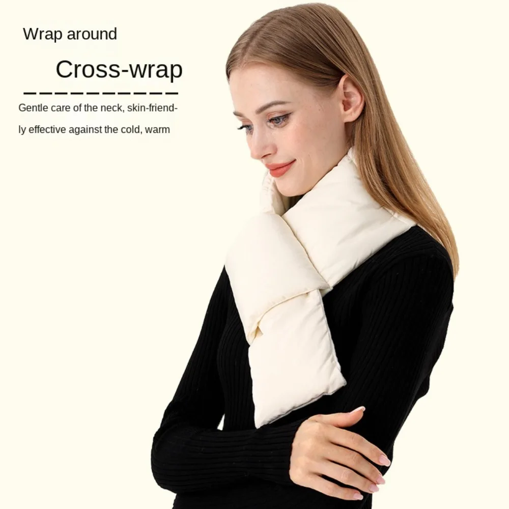 Simple Fashion Down Cotton Winter Mouth Loan Scarf Warm Windproof Down Cotton Scarf Camping Cycling Cross Ring Scarves Women Men