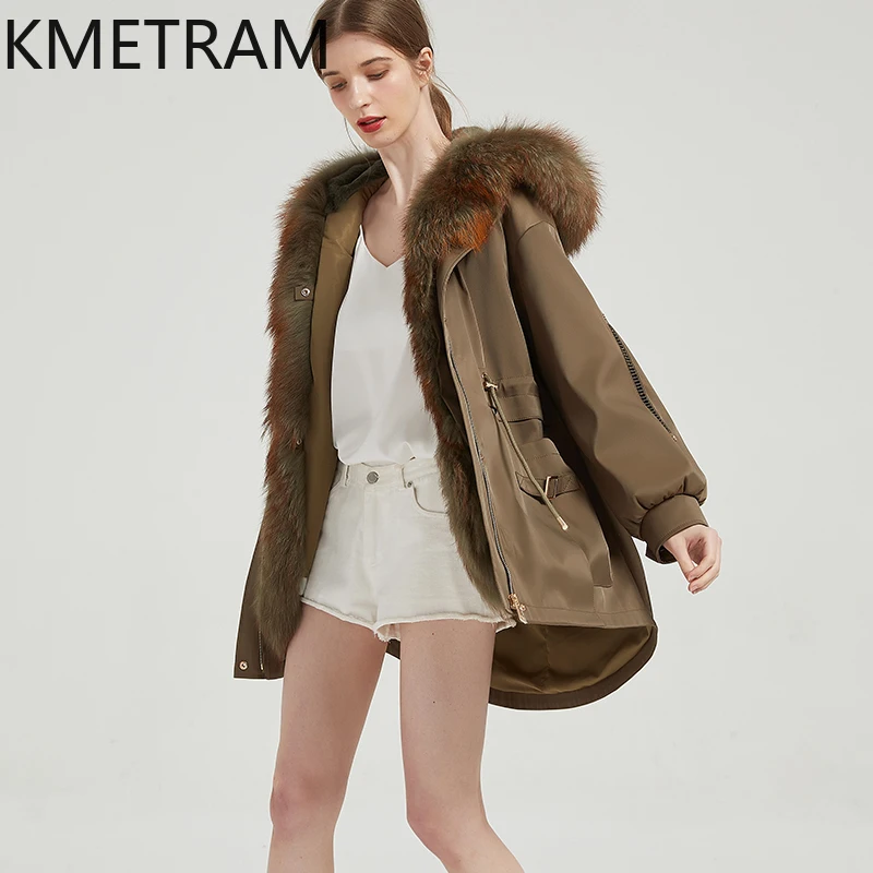 معاطف من فرو أرنب ريكس الطبيعي من KMETRAM معاطف من الفرو الراكون بياقة على شكل كلب ملابس نسائية لشتاء 2025 ملابس خارجية متوسطة الطول ropa mujer #5