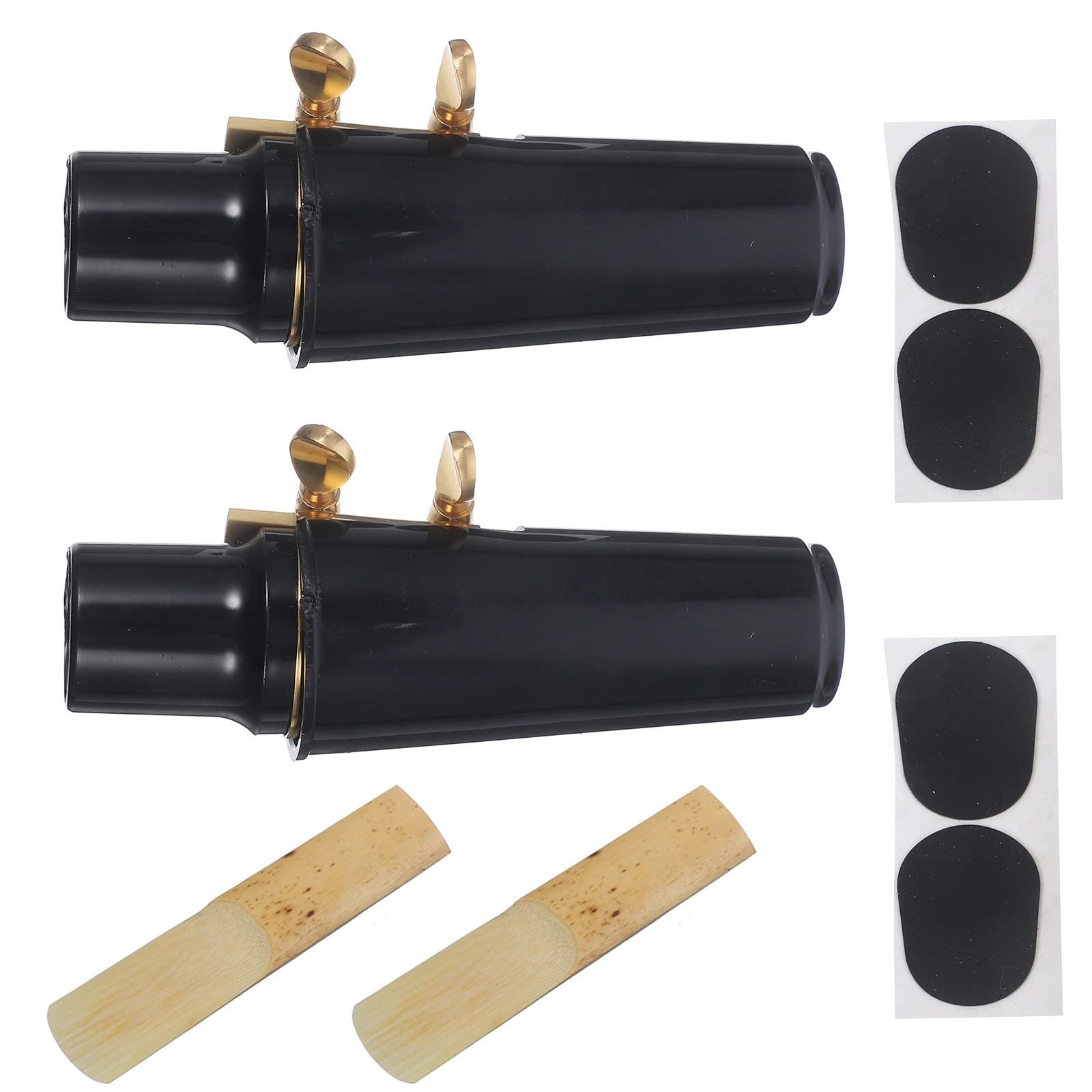 

2 Sets Saxophone Head Mouthpiece Protective Cap Pads Musical Instrument Mouthpieces Black Alto Kit