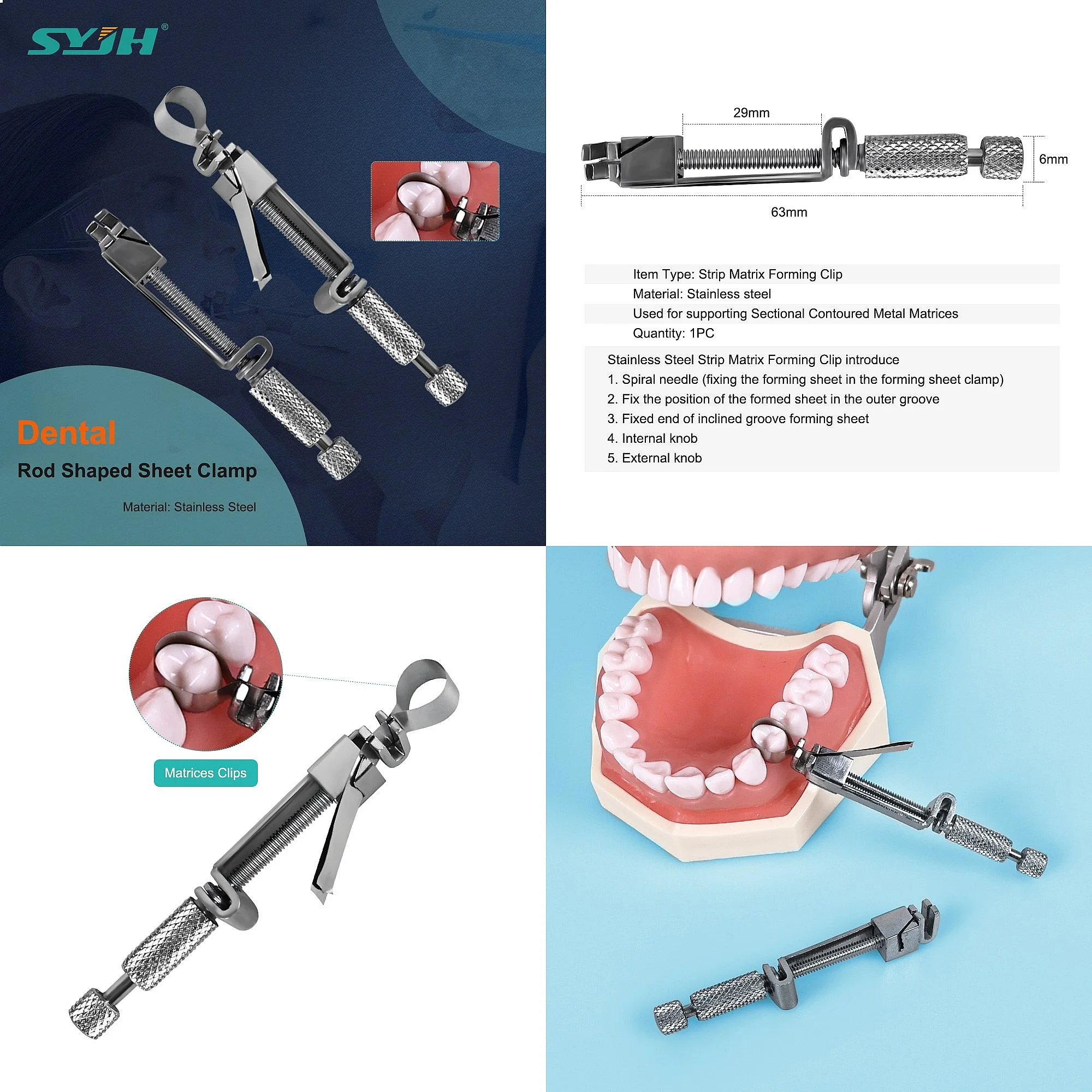 Dentals Universal Matrix Band Forming Clip Matrice Tofflemire Retainer Reusable Tool
