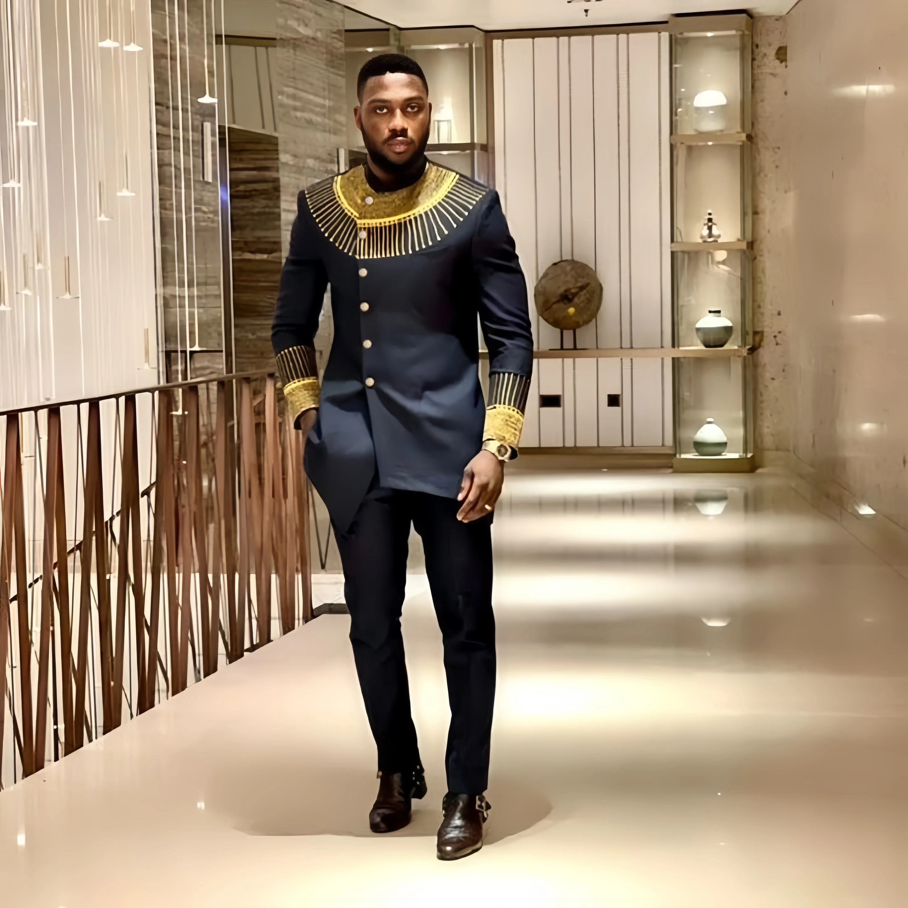 Novo conjunto de 2 peças bordado africano masculino de luxo, traje étnico tradicional para casamentos, festas e celebrações de festivais