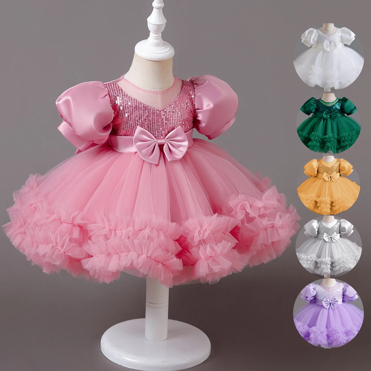 0-5 Years Mini Gown For Party Birthday Flower Girl Dresses Toddler Girls Costume Baby Girls Princess Dress