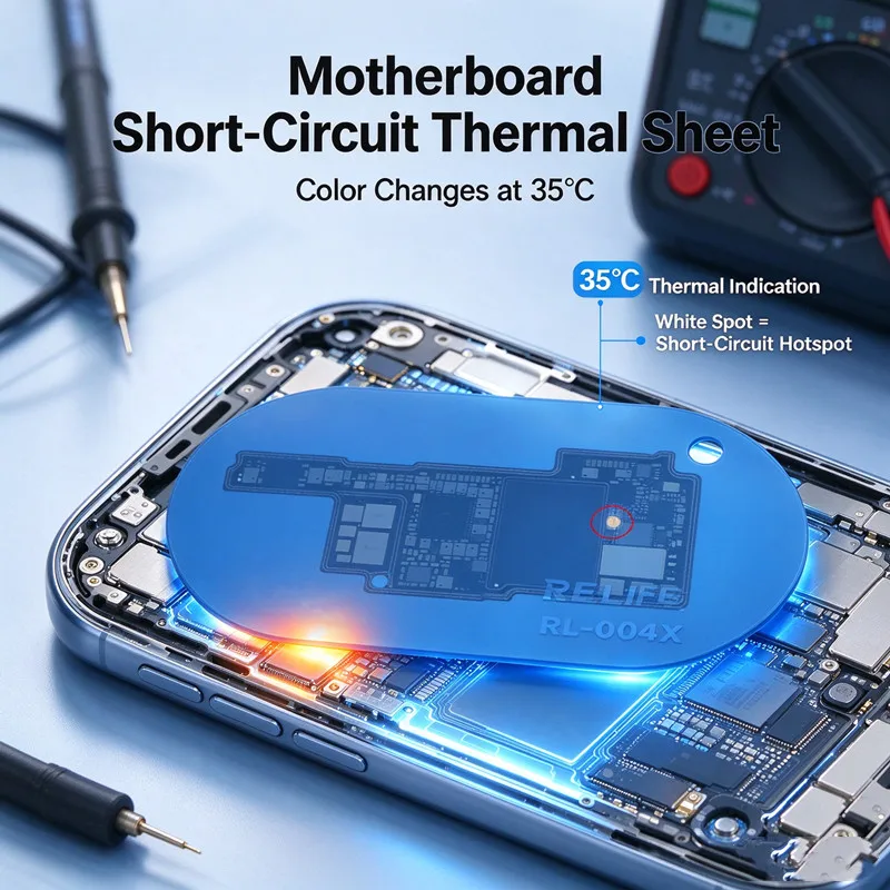 RELIFE RL-004X Motherboard Short Circuit Finder Pad for Phone Mainboard Fault Detection Repair 35°C Color Change Test Sheet