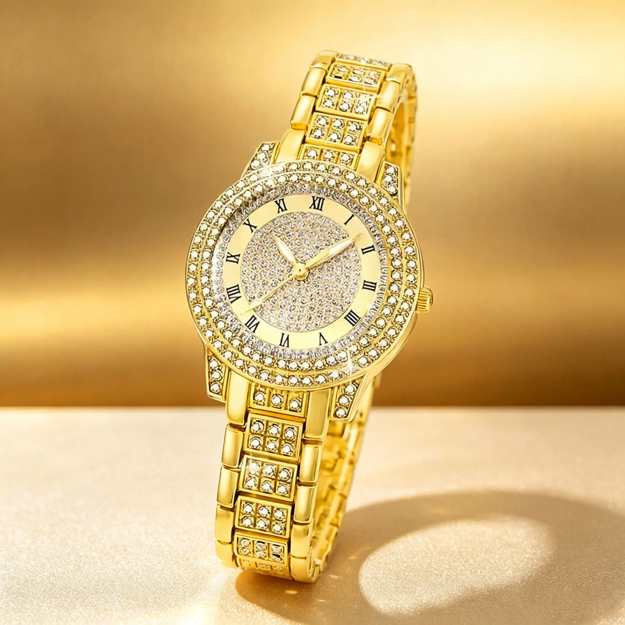 6Pcs Women's Simple and Elegant Classic Roman Numeral Dial Quartz Watch + Necklace, Earrings, Bracelet, and Ring Jewelry Set - Suitable for Daily and Formal Occasions - Birthday Gift, Anniversary Gift, Graduation Gift - Luxurious Design