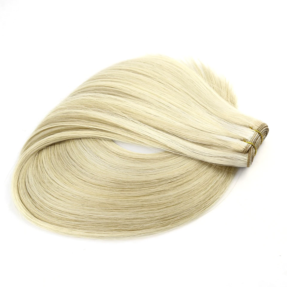 Straight Human Hair Weft 100g Blonde Color Silky Hair Bundles Natural Brazilian Double Drawn Sew In Human Hair Extension