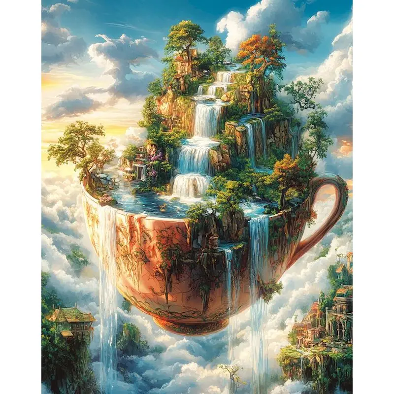 

GATYZTORY Abstract Picture Diy Painting By Numbers Adults Waterfall Scenery Drawing On Numbers Diy Gift Home Decors 60x75cm