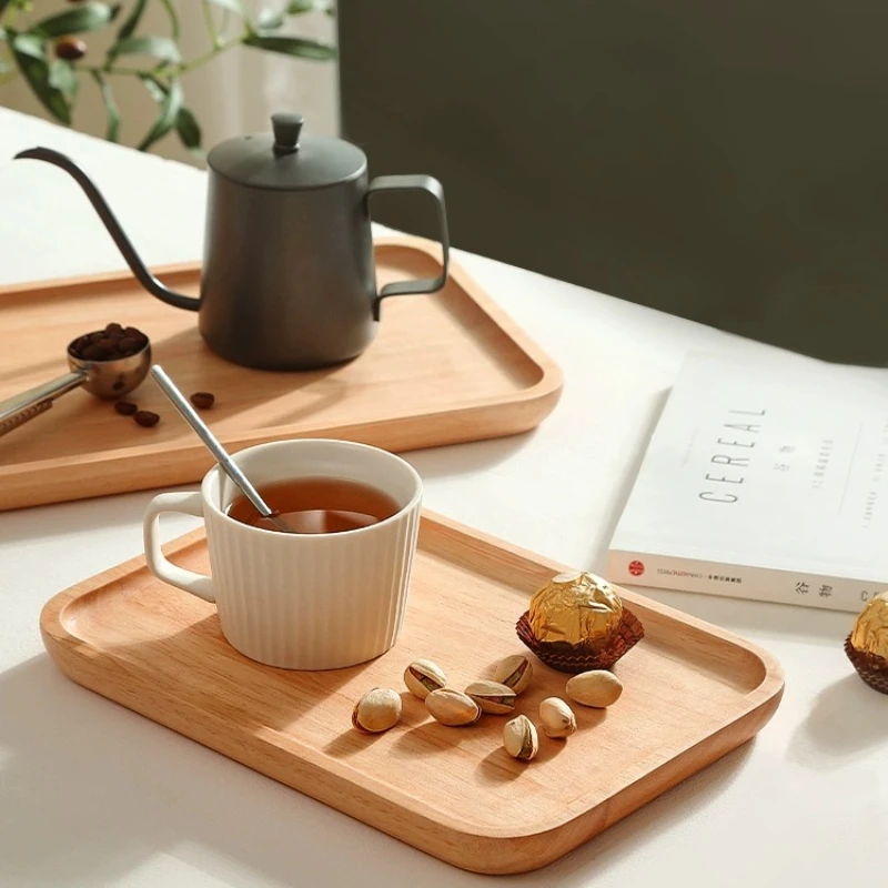 Bandeja de madera japonesa, accesorios de cocina, juego de servicio Rectangular de madera maciza, decoración del hogar, aperitivos, pan, fruta, plato de madera