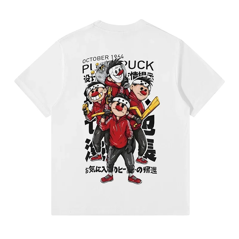 

Original Designer T-shirts Summer Men Fashion O-neck Cotton T-shirts Women Cartoon Printed Tops Unisex Couple Hip Hop Style Tees