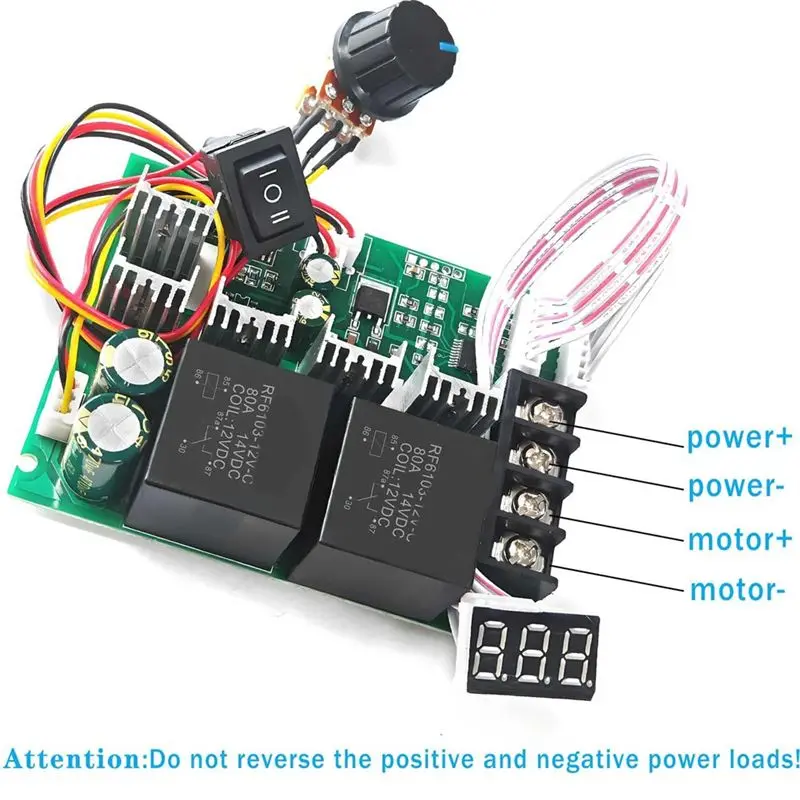 AC57-PWM DC Motor Speed Controller 12V-48V/40A, Forward-Reverse Switch, LED Display & Adjustable Potentiometer
