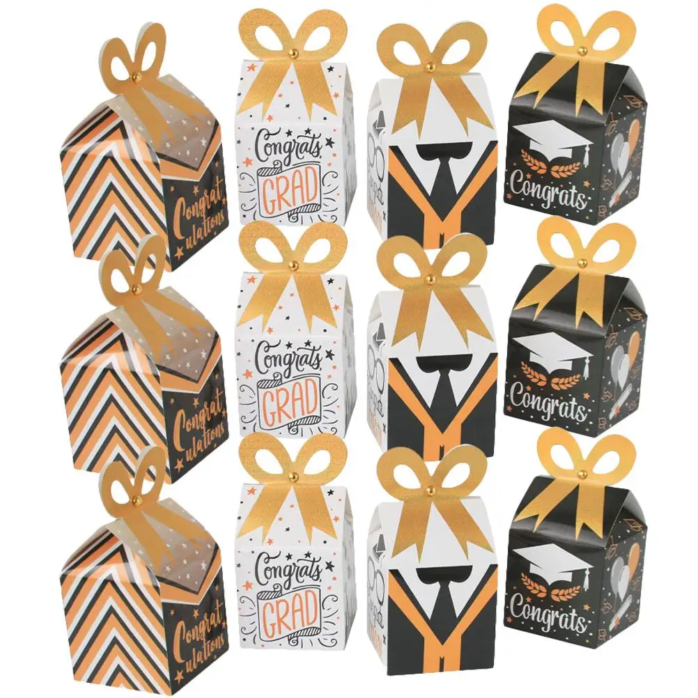 

12 Pcs Graduation Season Candy Box Holder Container Sweets Gift Boxes Delicate Case Party Favors Paper Treat