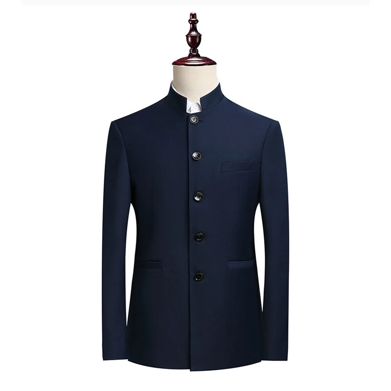 

Men's High-Quality Trendy Solid-Color Chinese-Style Stand-Up Collar Zhongshan Suit Fashionable Casual Business Jacket