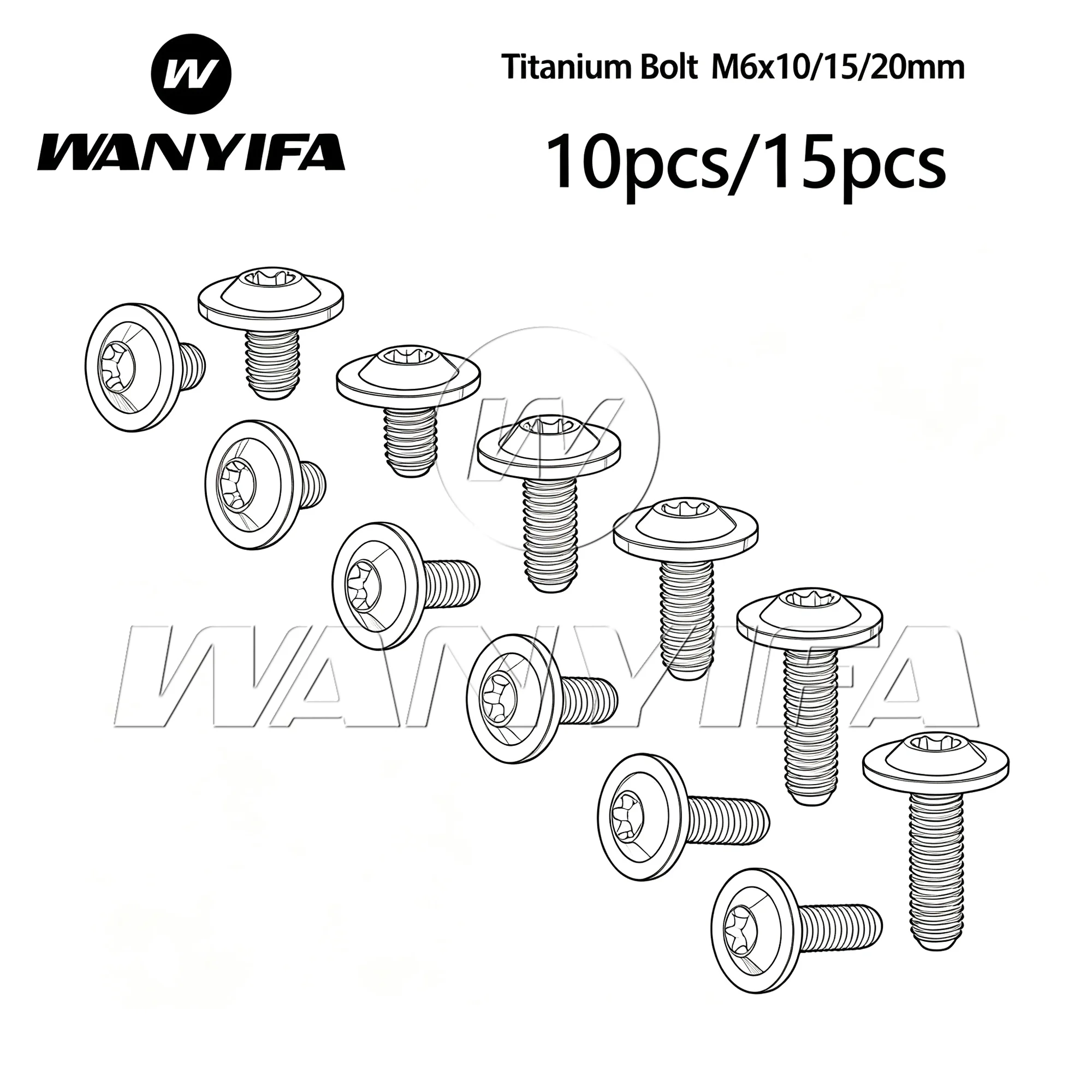 Wanyifa Titanium Bolt M6x10 15 20mm T30 Head Screws for Motorcycle Fastener  10/15pcs