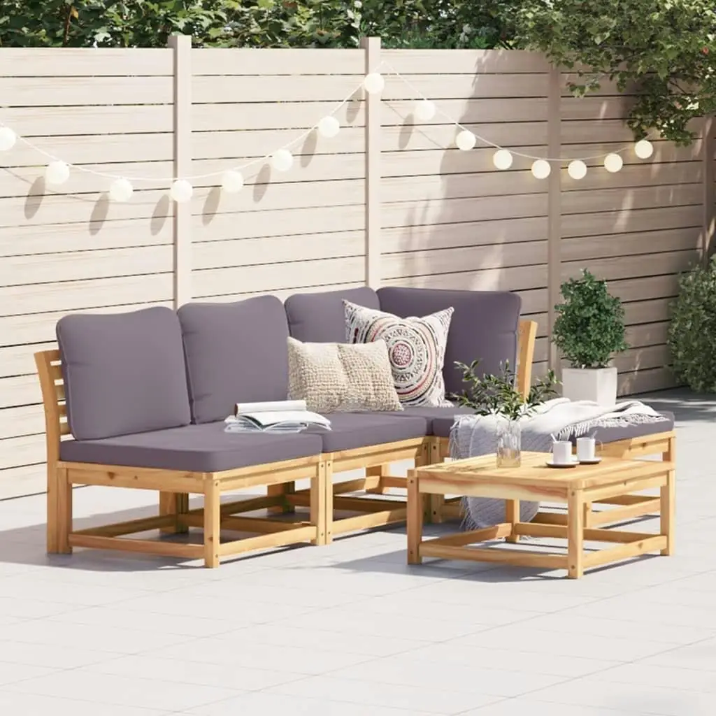 

5-Piece Acacia Wood Patio Lounge Set with Cushions - Durable Outdoor Furniture