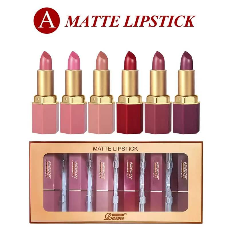 Juego de lápiz labial mate de 6 colores, fácil de aplicar, maquillaje de labios resistente al agua, hidratante suave y duradero