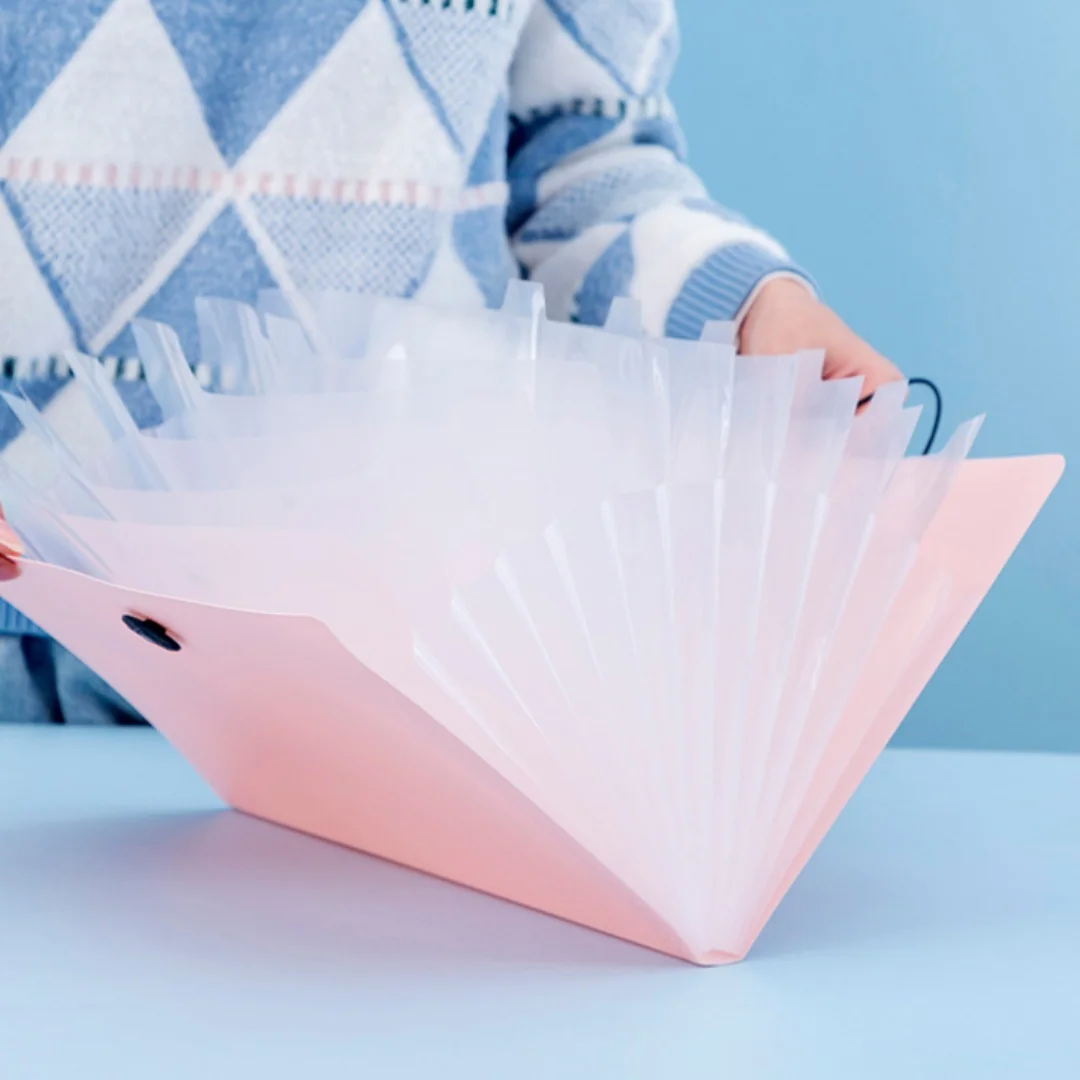 Aesthetic Desk File Organizer Teacher Multi Pocket Document Jacket Elastic String Accordion Paper Holder School Tab Folder
