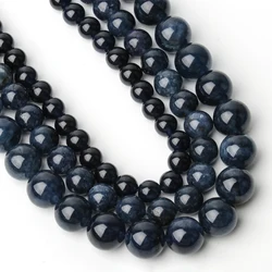 6/8/10mm Wholesale Sapphire Round Shape Loose Spacer Beads Charms For Jewelry Making DIY Bracelet Necklace Findings 15''